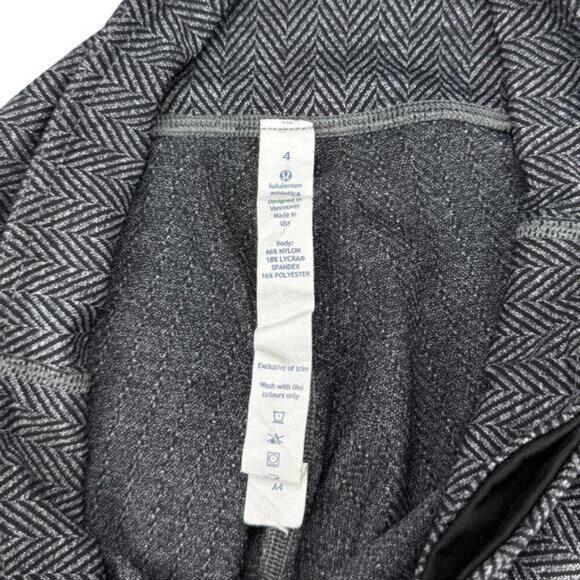 LULULEMON Women's City Kick It Pant Sz 4 Gray Giant Herringbone Made in USA - Picture 5 of 8
